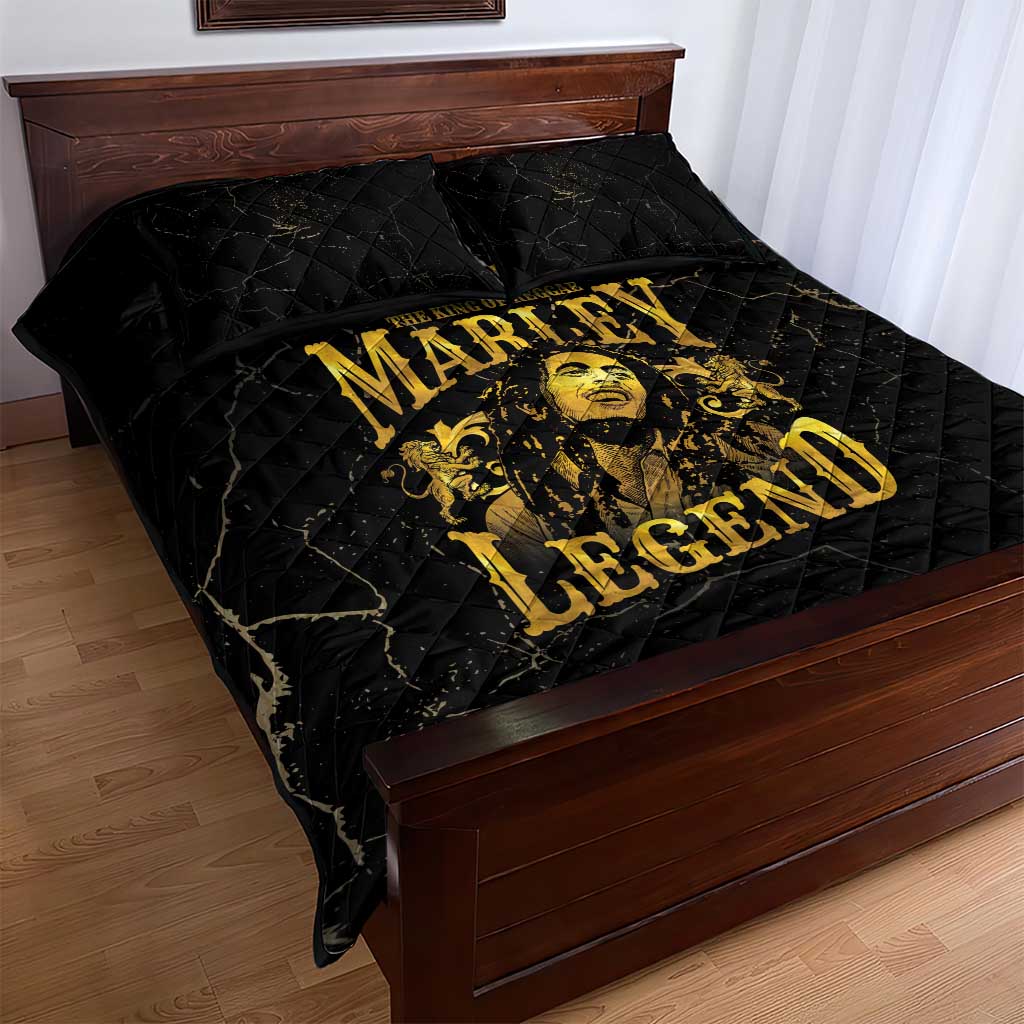 Reggae King Marley Quilt Bed Set Gold Lion