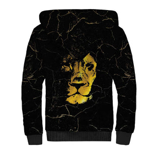 Reggae King Marley Sherpa Hoodie Gold Lion