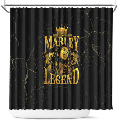 Reggae King Marley Shower Curtain Gold Lion
