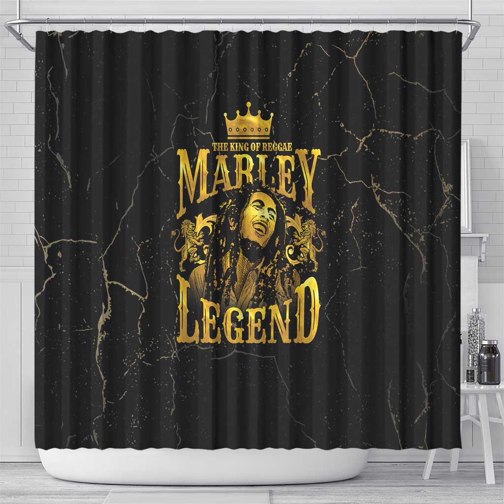 Reggae King Marley Shower Curtain Gold Lion