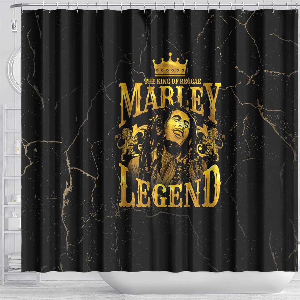Reggae King Marley Shower Curtain Gold Lion