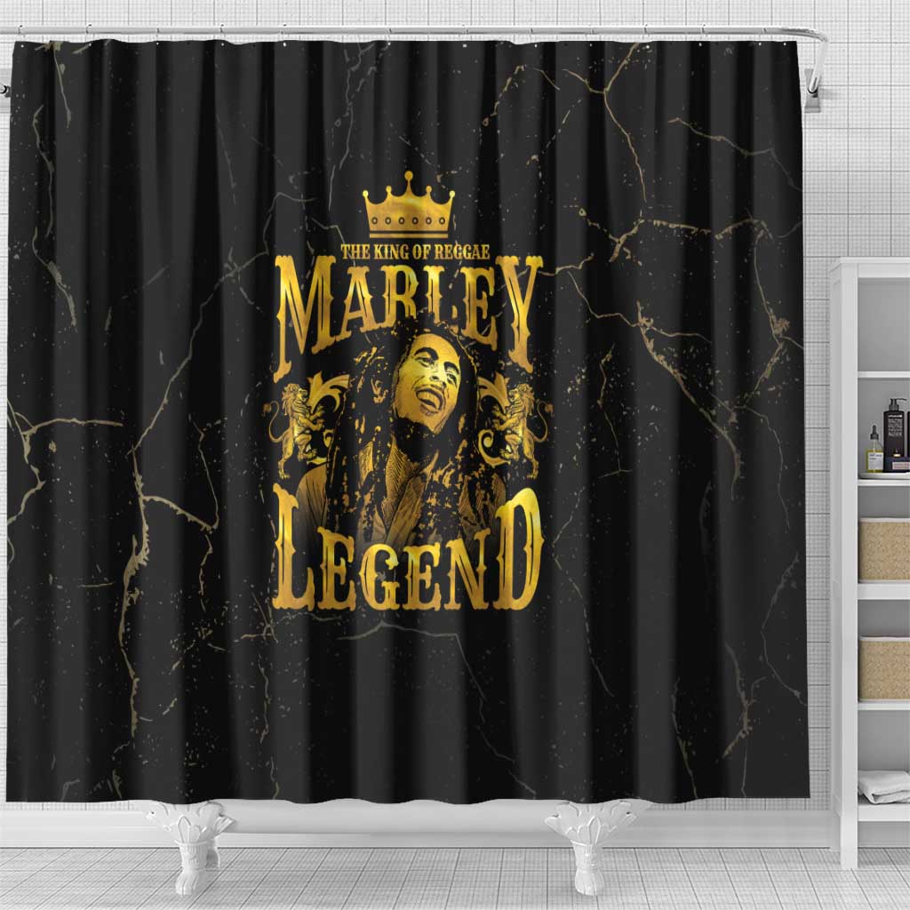 Reggae King Marley Shower Curtain Gold Lion