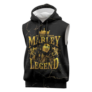 Reggae King Marley Sleeveless Hoodie Gold Lion - African Pride