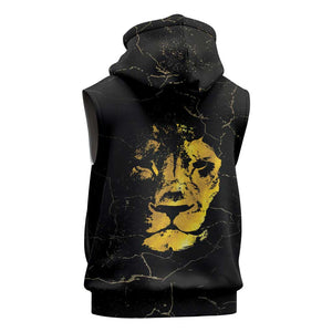 Reggae King Marley Sleeveless Hoodie Gold Lion - African Pride