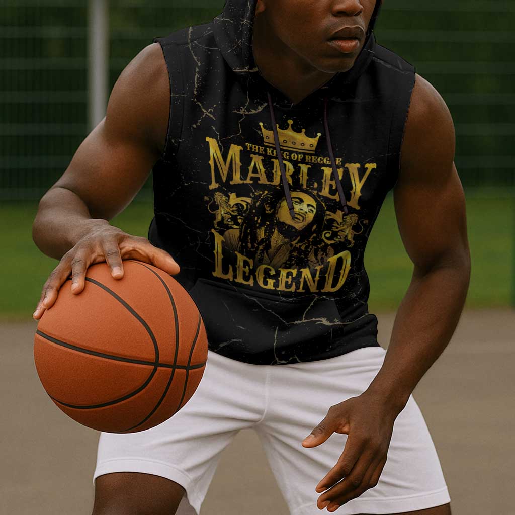 Reggae King Marley Sleeveless Hoodie Gold Lion - African Pride