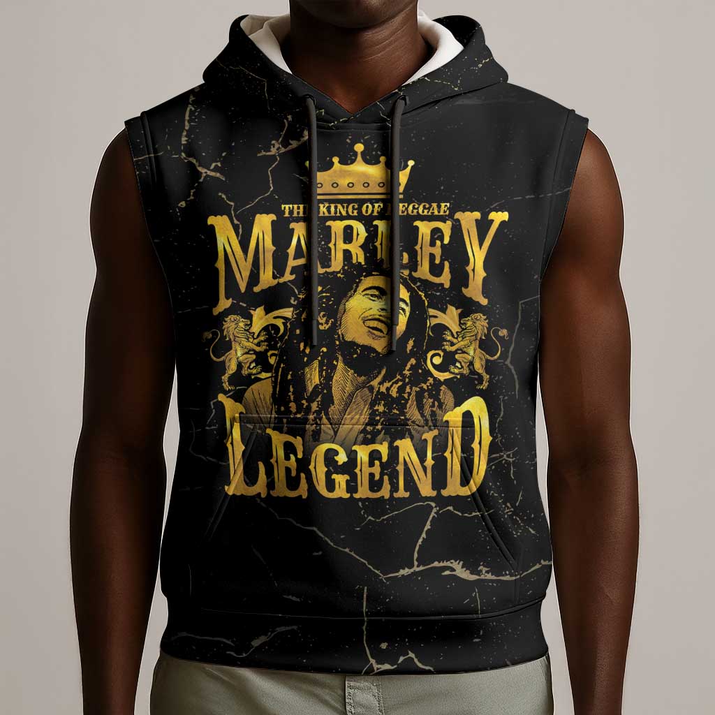 Reggae King Marley Sleeveless Hoodie Gold Lion - African Pride