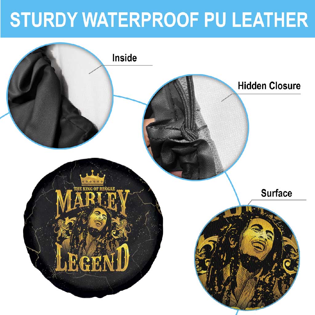 Reggae King Marley Spare Tire Cover Gold Lion