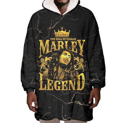 Reggae King Marley Wearable Blanket Hoodie Gold Lion