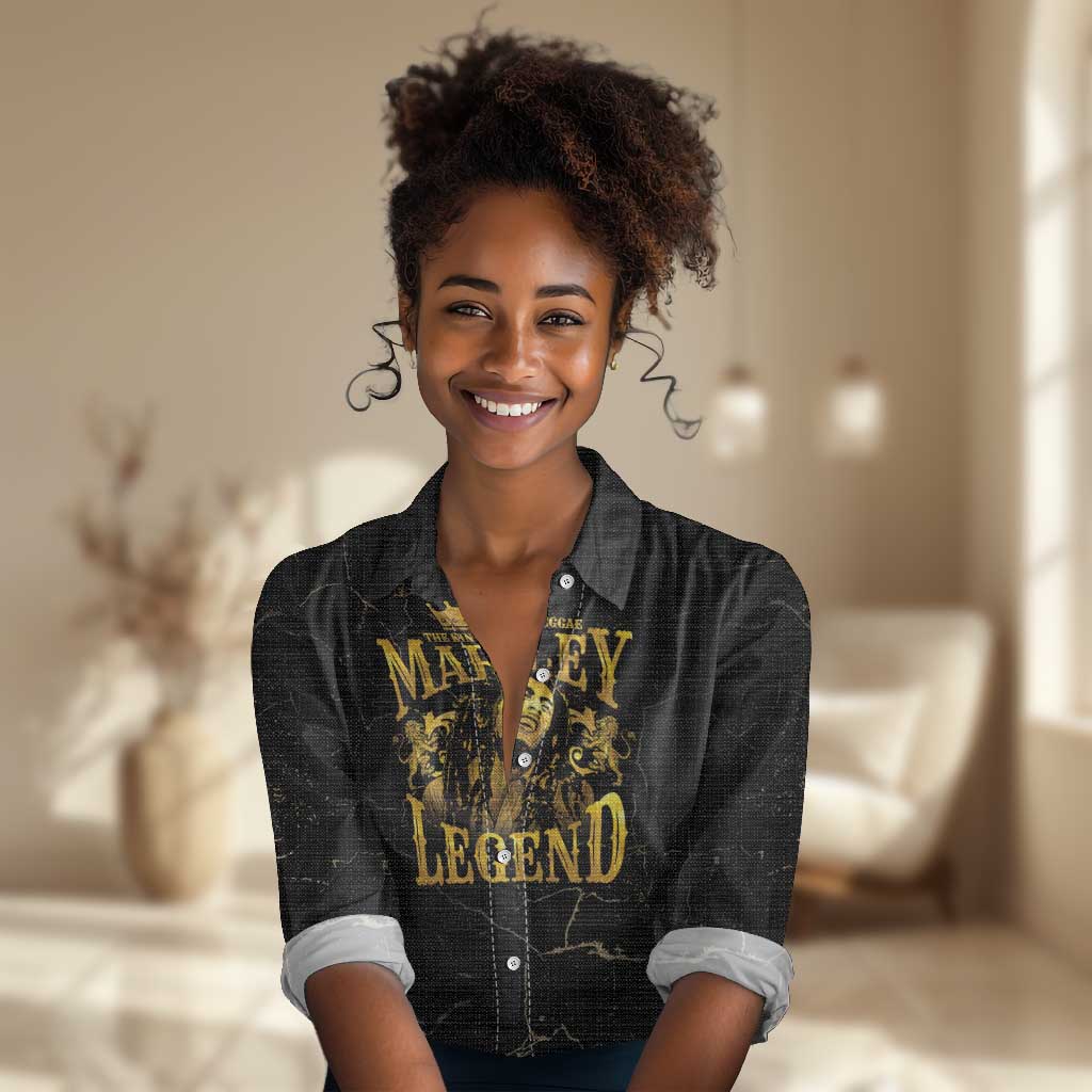 Reggae King Marley Women Casual Shirt Gold Lion LT05