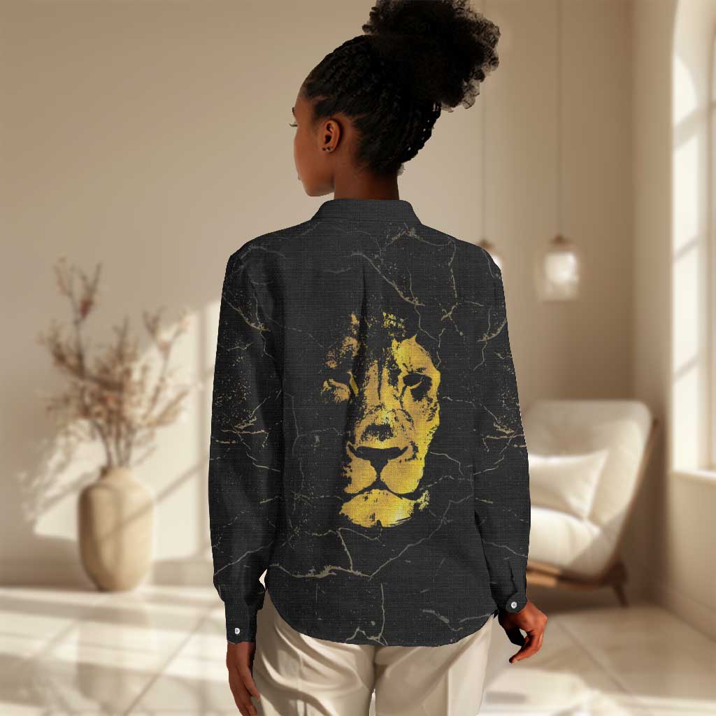 Reggae King Marley Women Casual Shirt Gold Lion LT05