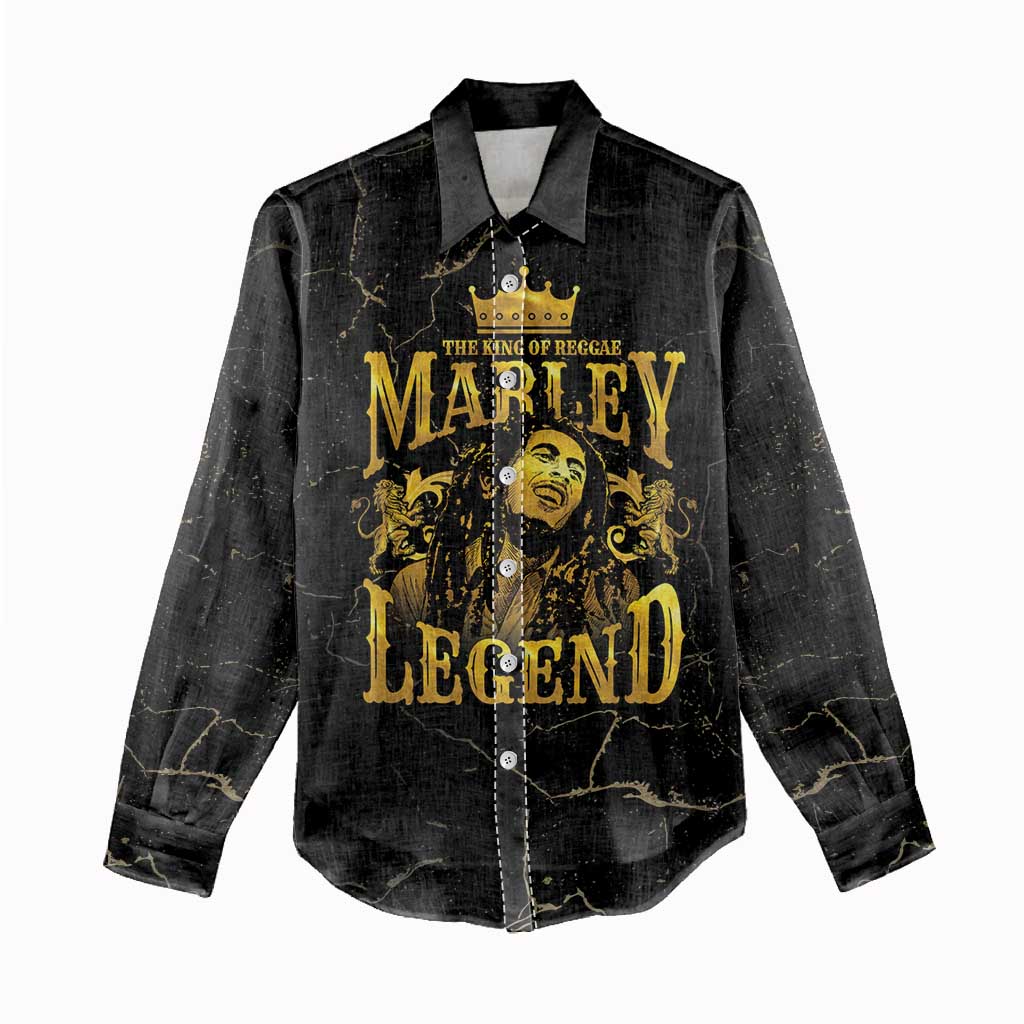 Reggae King Marley Women Casual Shirt Gold Lion LT05
