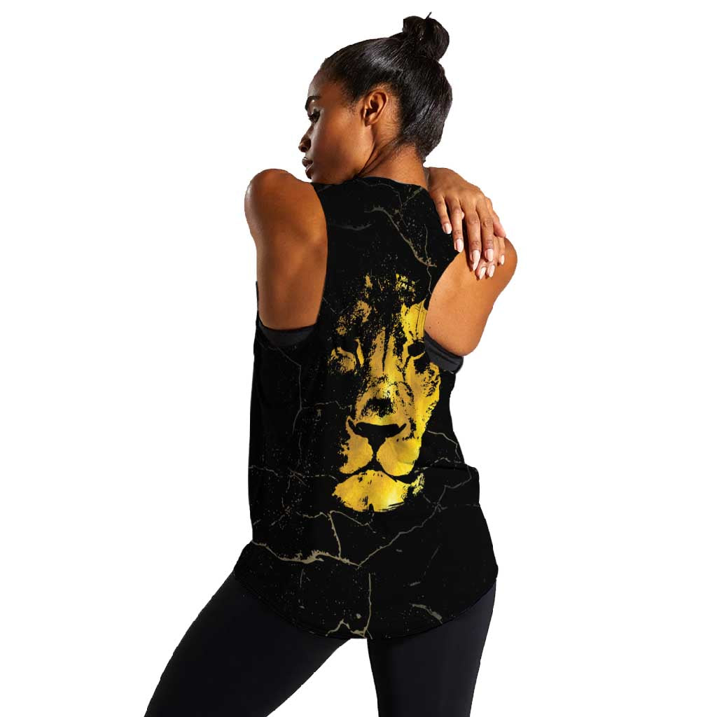 Reggae King Marley Women Racerback Tank Gold Lion