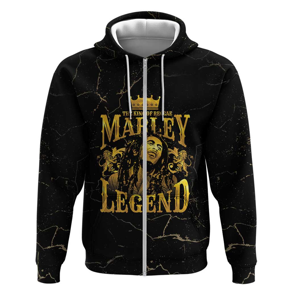 Reggae King Marley Zip Hoodie Gold Lion
