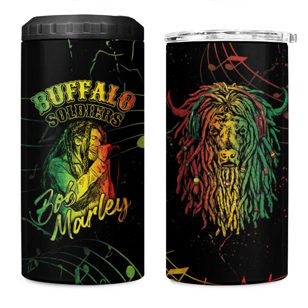 Reggae King Buffalo Soldier 4 in 1 Can Cooler Tumbler Honoring The Legend