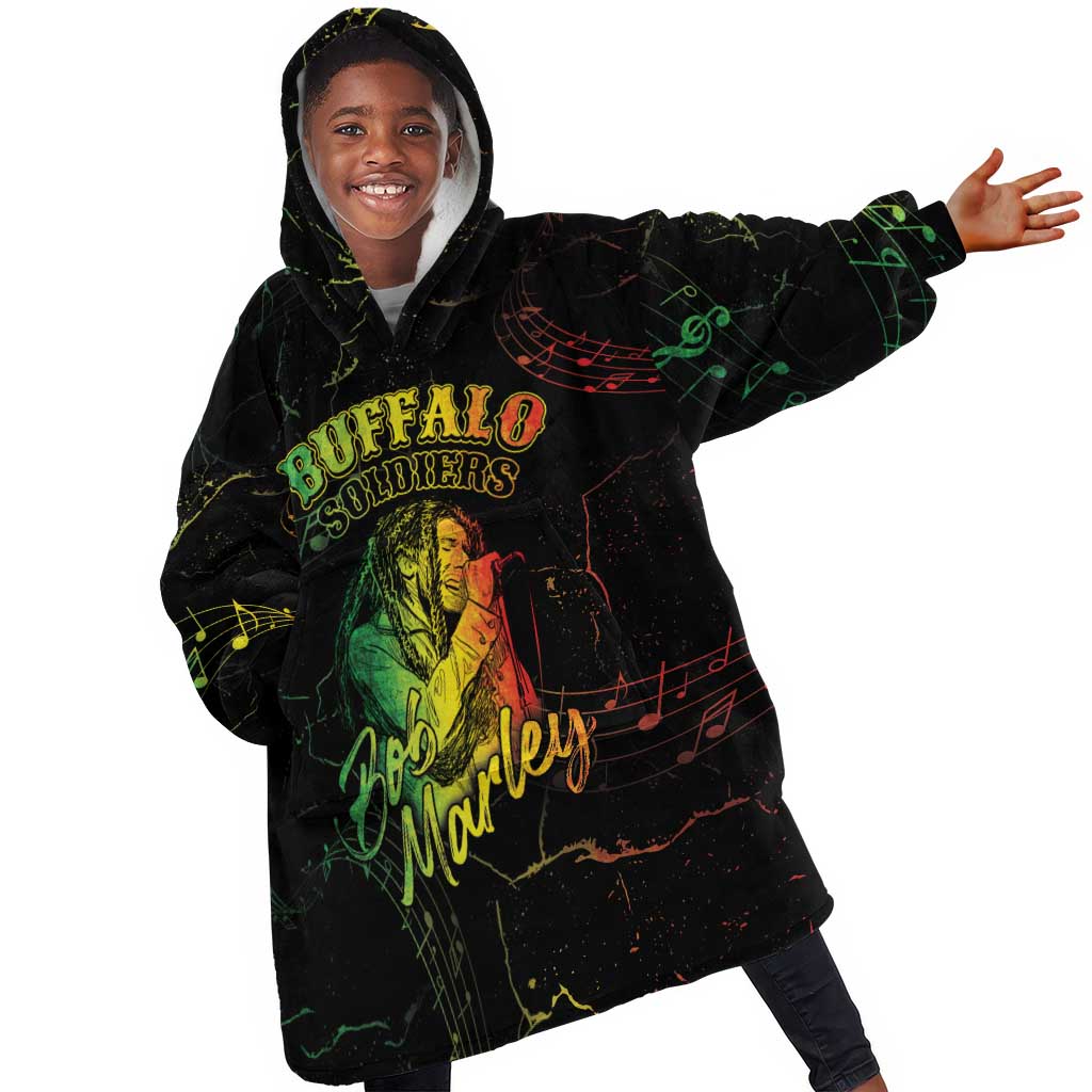 Reggae King Buffalo Soldier Kid Wearable Blanket Hoodie Honoring The Legend