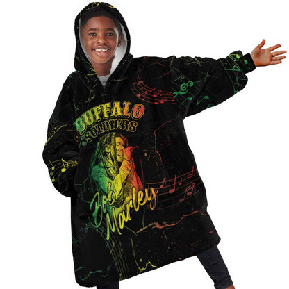 Reggae King Buffalo Soldier Kid Wearable Blanket Hoodie Honoring The Legend