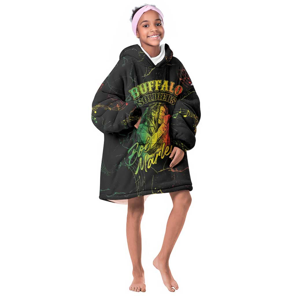 Reggae King Buffalo Soldier Kid Wearable Blanket Hoodie Honoring The Legend