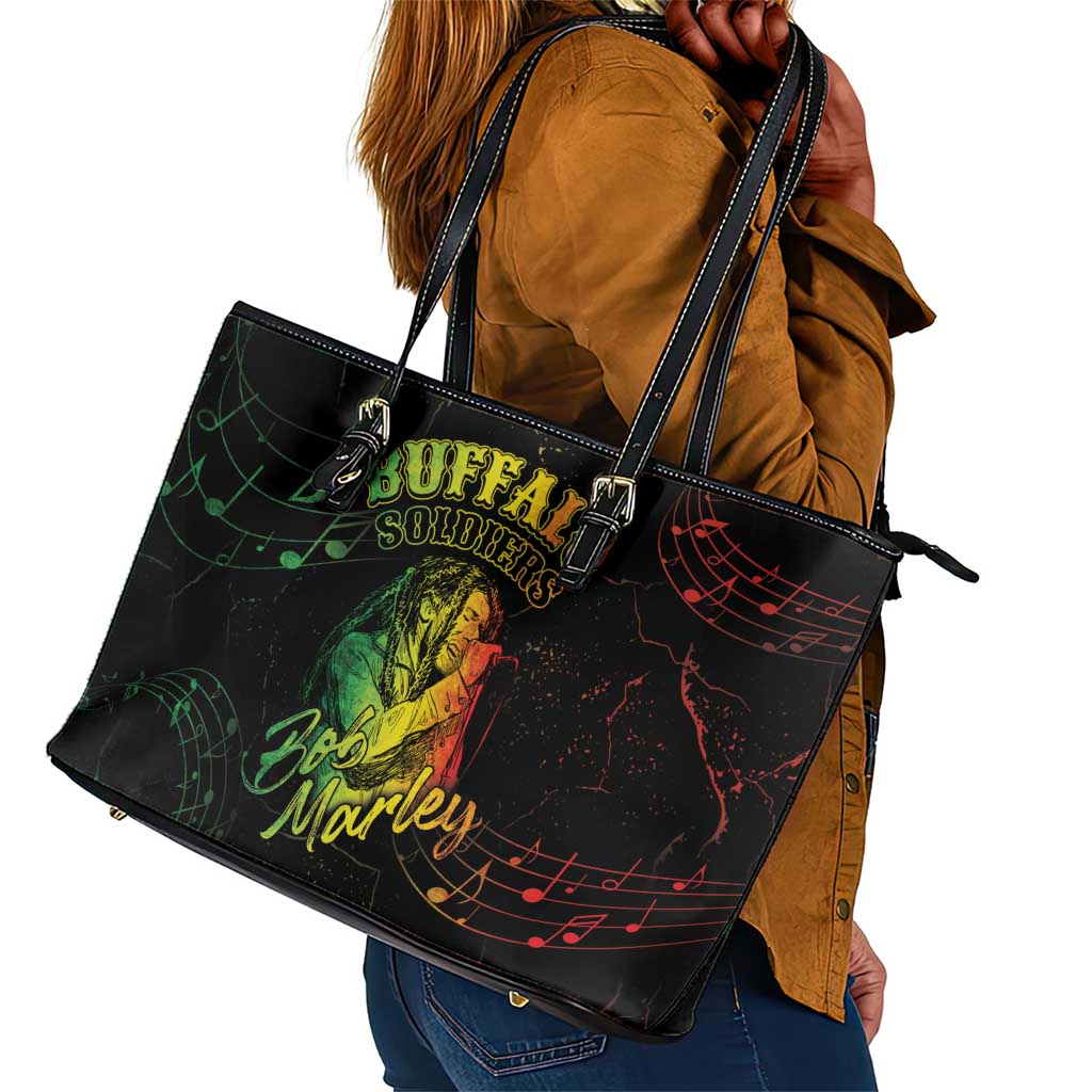 Reggae King Buffalo Soldier Leather Tote Bag Honoring The Legend