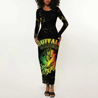 Reggae King Buffalo Soldier Long Sleeve Bodycon Dress Honoring The Legend LT05