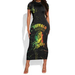 Reggae King Buffalo Soldier Short Sleeve Bodycon Dress Honoring The Legend LT05