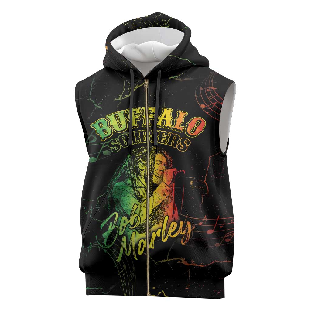 Reggae King Buffalo Soldier Sleeveless Zip Hoodie Honoring The Legend - African Pride