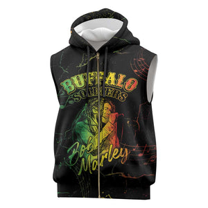Reggae King Buffalo Soldier Sleeveless Zip Hoodie Honoring The Legend - African Pride