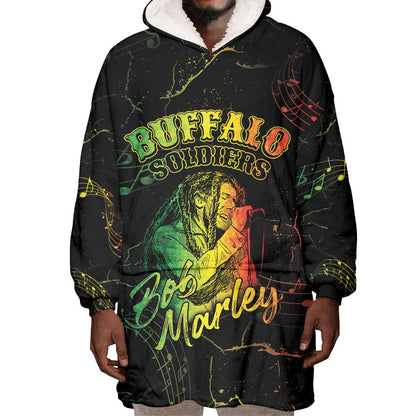 Reggae King Buffalo Soldier Wearable Blanket Hoodie Honoring The Legend