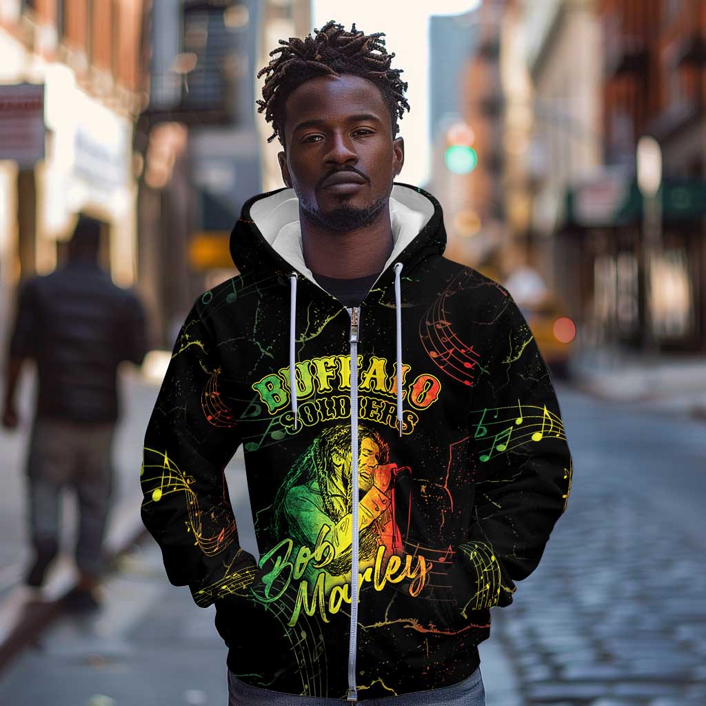 Reggae King Buffalo Soldier Zip Hoodie Honoring The Legend