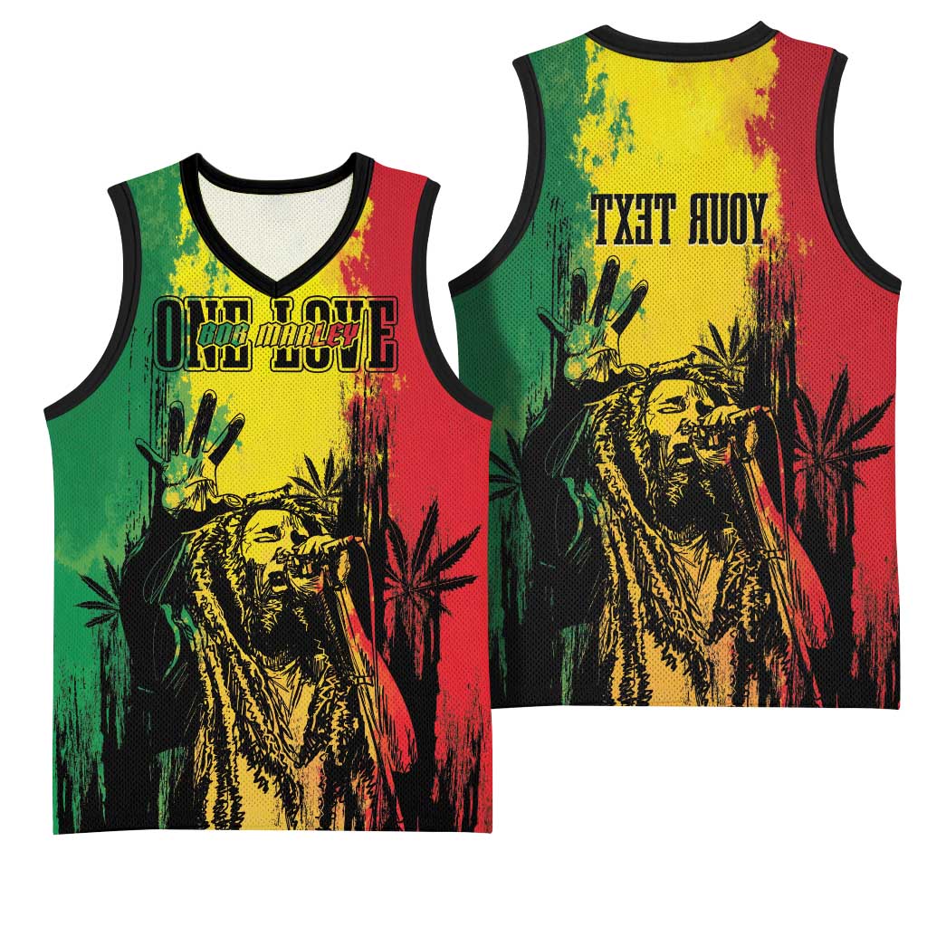 Legend Bob Personalized Basketball Jersey Reggae Grunge - African Pride