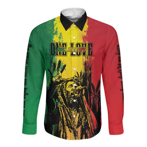 Legend Bob Personalized Long Sleeve Button Shirt Reggae Grunge