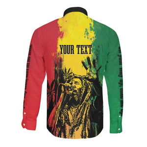 Legend Bob Personalized Long Sleeve Button Shirt Reggae Grunge