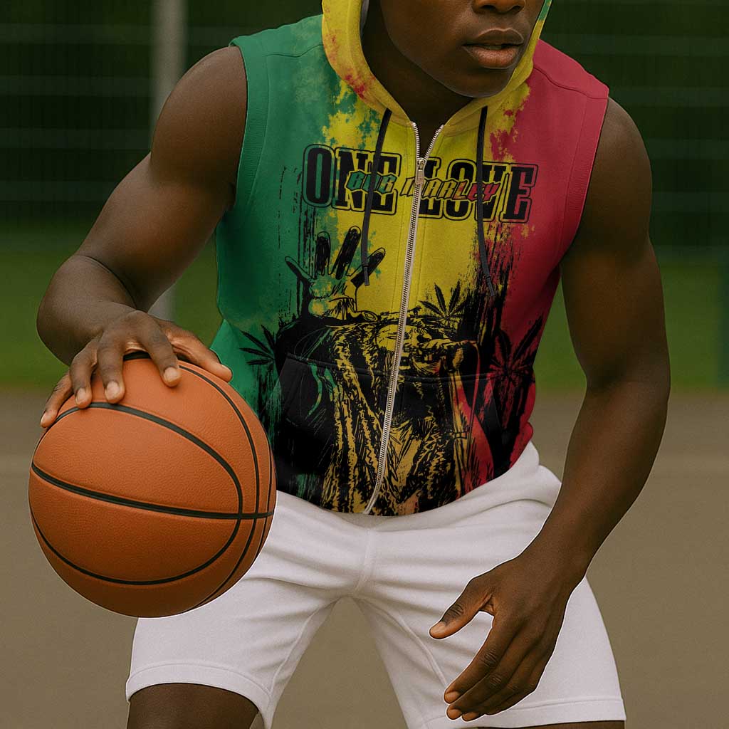 Legend Bob Personalized Sleeveless Zip Hoodie Reggae Grunge - African Pride