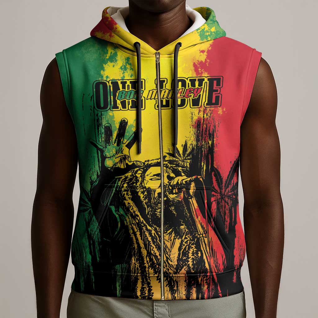 Legend Bob Personalized Sleeveless Zip Hoodie Reggae Grunge - African Pride
