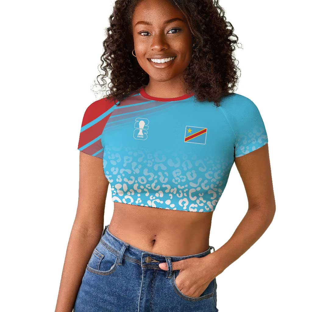 DR Congo WC2026 Custom Guernsey Leopard Inspired Raglan Cropped T shirt