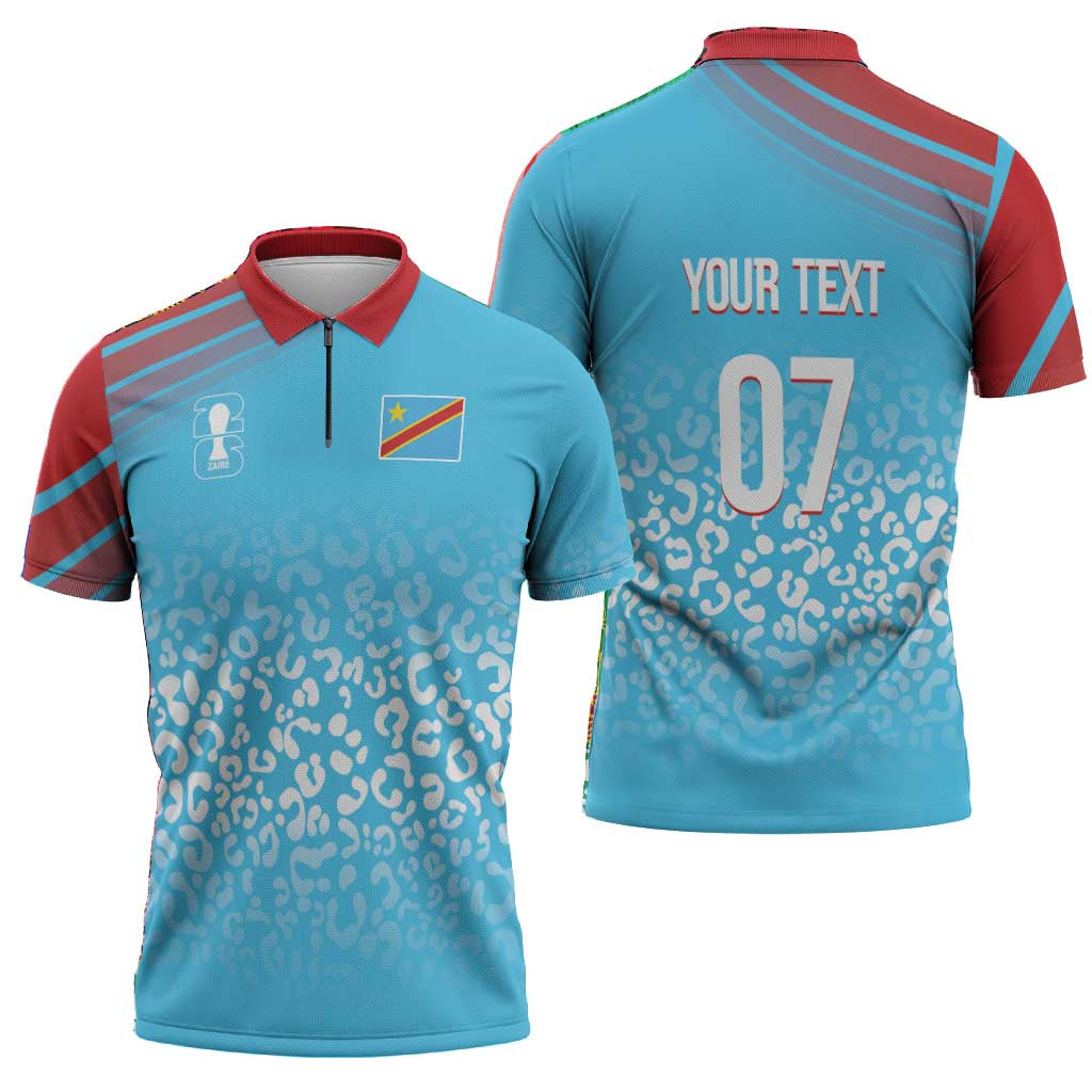 DR Congo WC2026 Custom Guernsey Leopard Inspired Zipper Polo Shirt
