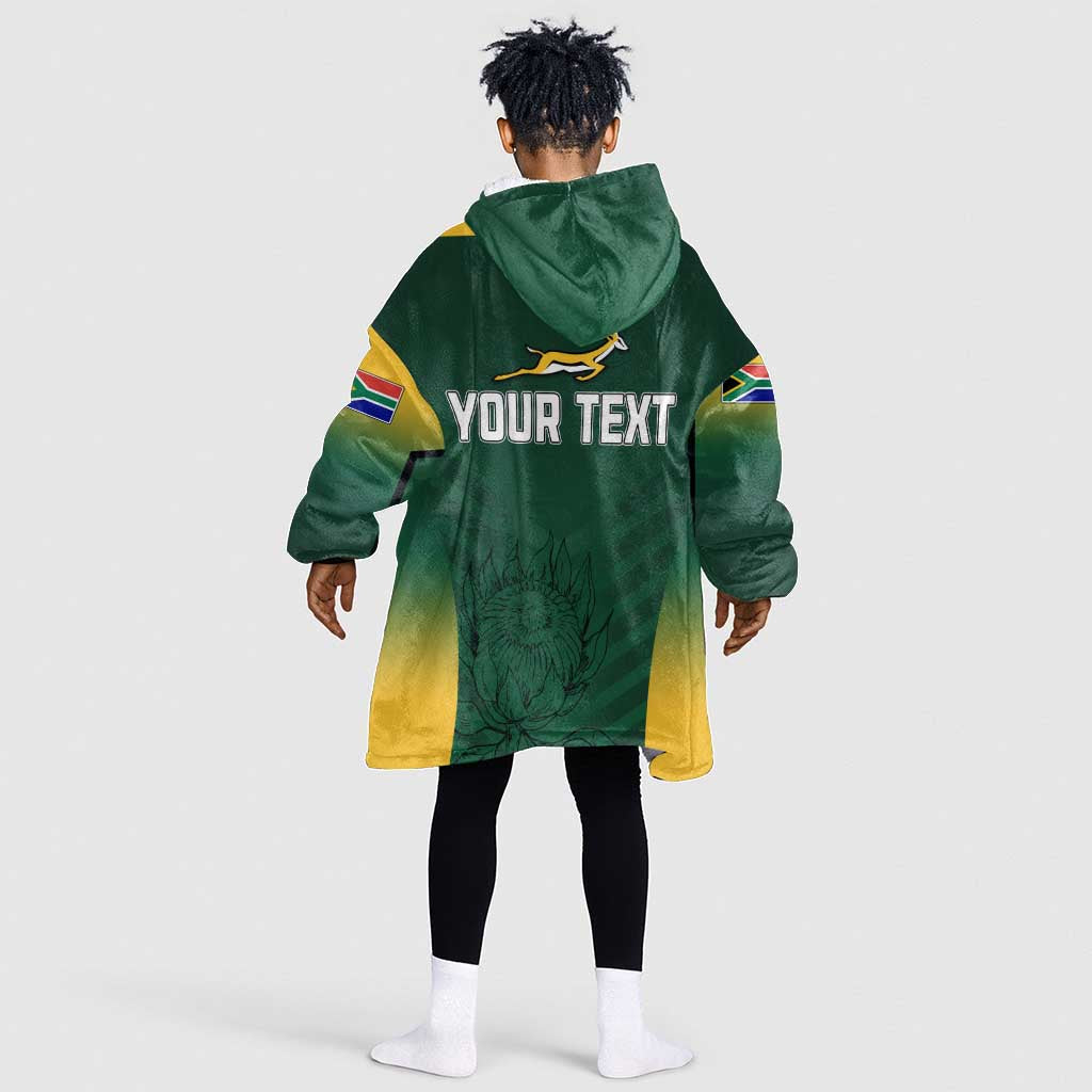 South Africa Rugby Kid Wearable Blanket Hoodie Bokke Champions