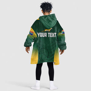 South Africa Rugby Kid Wearable Blanket Hoodie Bokke Champions