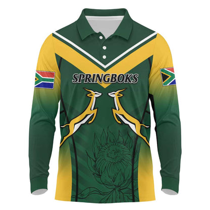 South Africa Rugby Long Sleeve Polo Shirt Bokke Champions