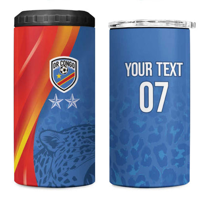 DR Congo Football 2026 Custom 4 in 1 Can Cooler Tumbler Les Leopards - Glory Upon Glory - African Pride