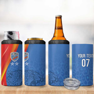 DR Congo Football 2026 Custom 4 in 1 Can Cooler Tumbler Les Leopards - Glory Upon Glory - African Pride