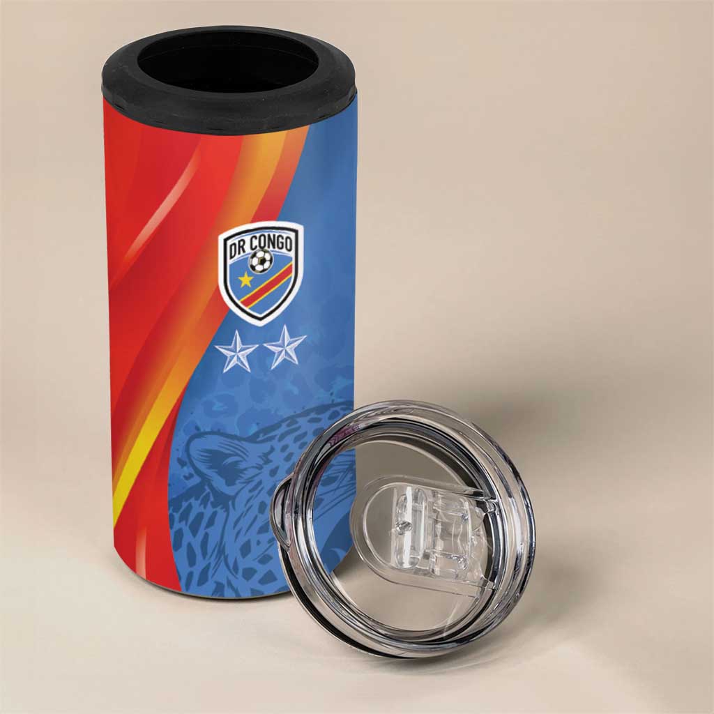 DR Congo Football 2026 Custom 4 in 1 Can Cooler Tumbler Les Leopards - Glory Upon Glory - African Pride