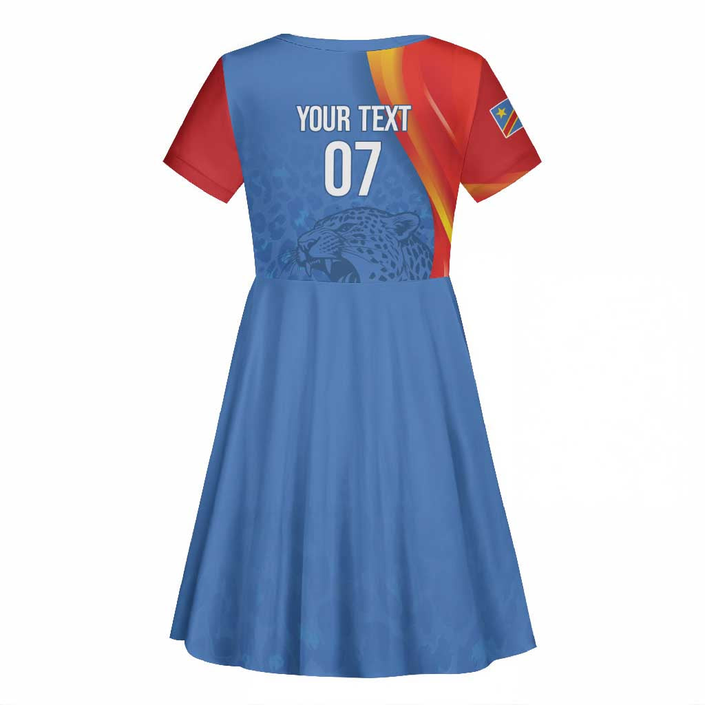 DR Congo Football 2026 Custom Kid Short Sleeve Dress Les Leopards - Glory Upon Glory LT7