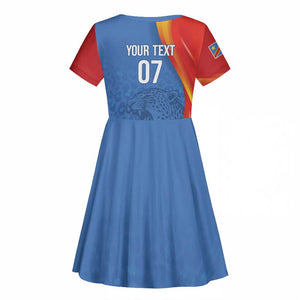 DR Congo Football 2026 Custom Kid Short Sleeve Dress Les Leopards - Glory Upon Glory LT7