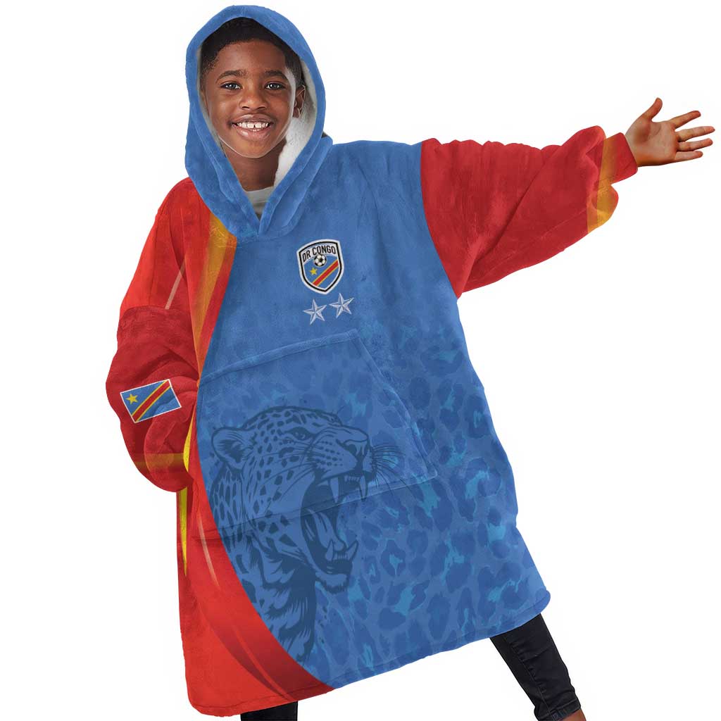 DR Congo Football 2026 Custom Kid Wearable Blanket Hoodie Les Leopards - Glory Upon Glory - African Pride