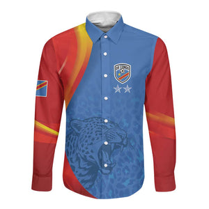 DR Congo Football 2026 Custom Long Sleeve Button Shirt Les Leopards - Glory Upon Glory - African Pride