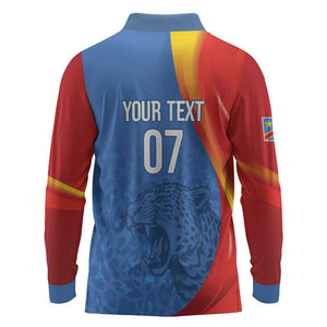 DR Congo Football 2026 Custom Long Sleeve Polo Shirt Les Leopards - Glory Upon Glory - African Pride