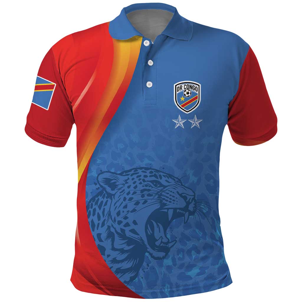 DR Congo Football 2026 Custom Polo Shirt Les Leopards - Glory Upon Glory LT7