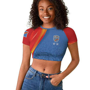 DR Congo Football 2026 Custom Raglan Cropped T shirt Les Leopards - Glory Upon Glory LT7