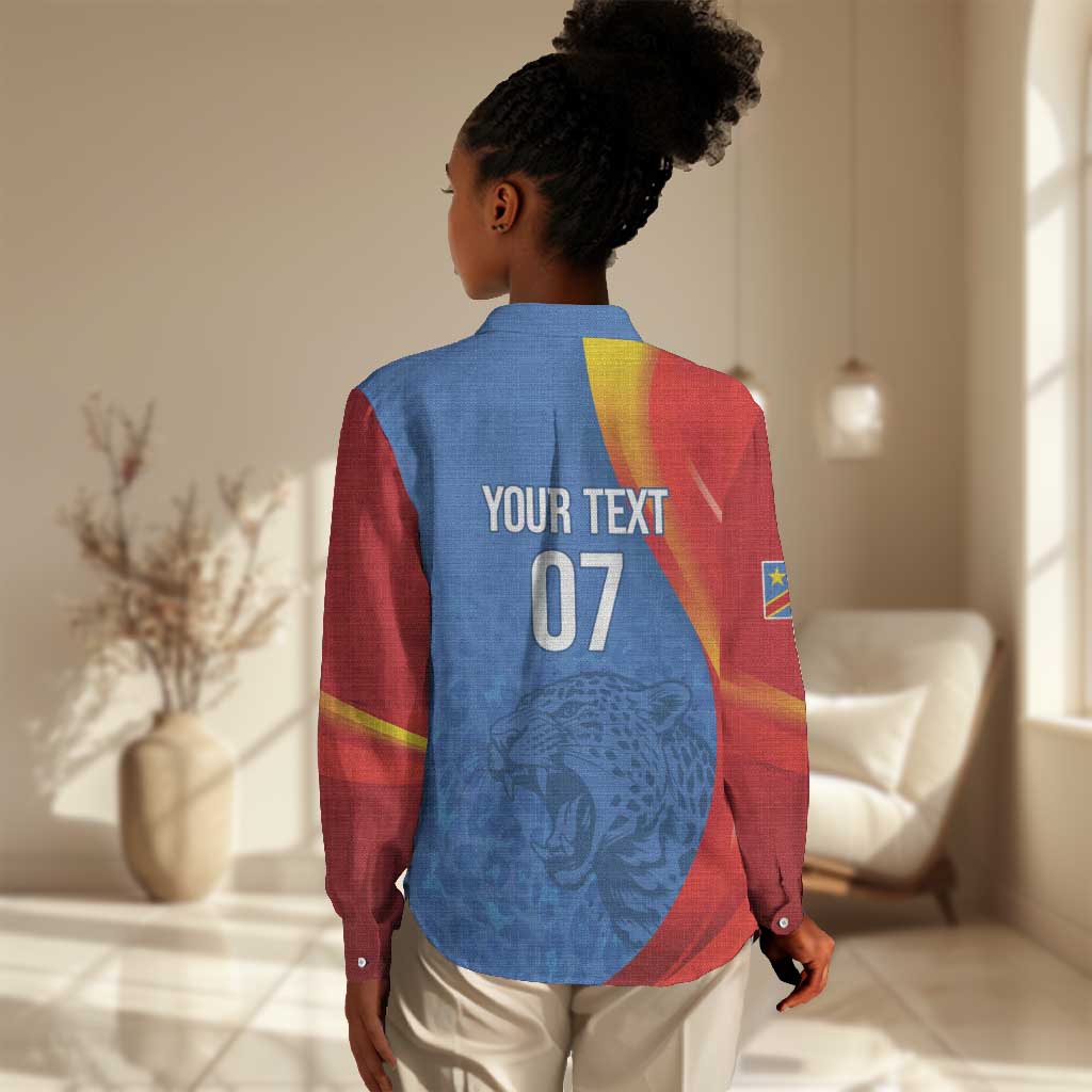 DR Congo Football 2026 Custom Women Casual Shirt Les Leopards - Glory Upon Glory - African Pride
