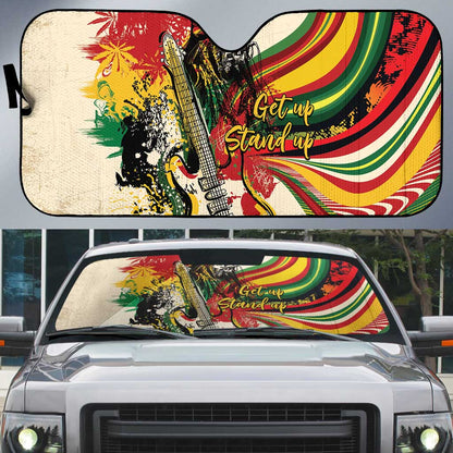 Reggae Soul B.Marley Grungy Auto Sun Shade Get Up Stand Up - African Pride